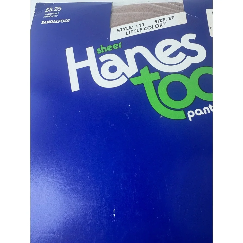 Hanes Too Pantyhose Sandalfoot‎ Sheer Size EF Little Colors New Old Stock Vtg